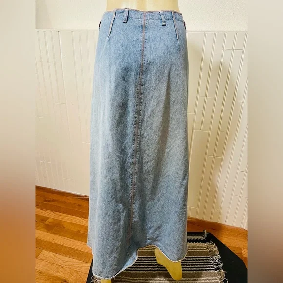 Sundance Blue A-Line Denim Maxi Jean Skirt - Picture 2 of 11